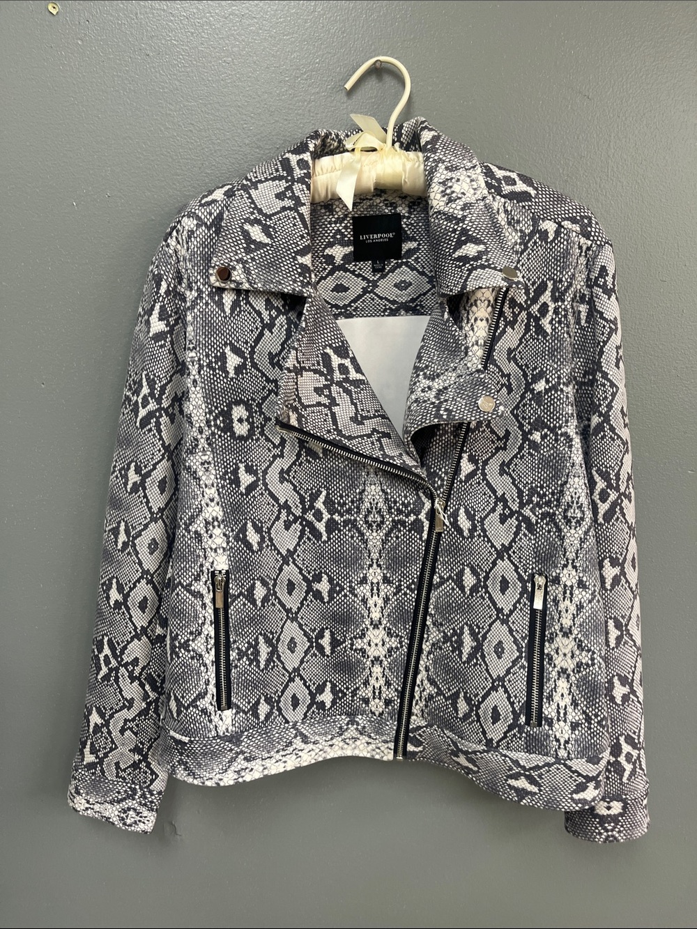 Liverpool Black & White Snake-Print Moto Jacket